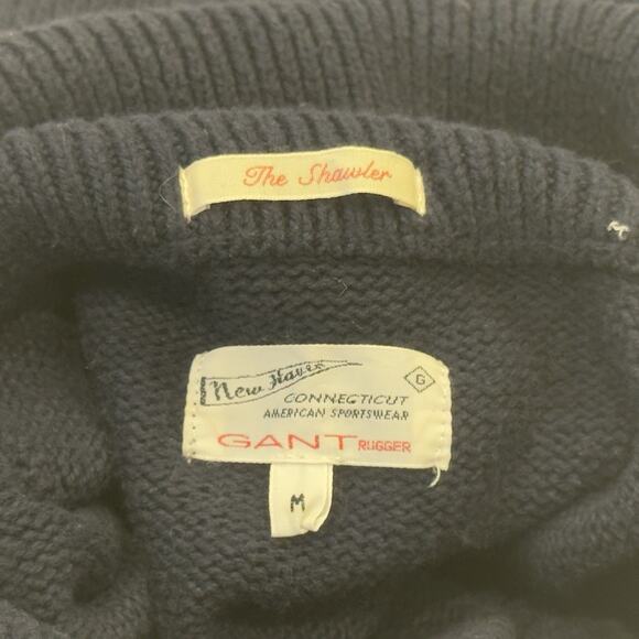 Gant Rugger Men's The Shawler Navy Wool Sweater Size M - Picture 3 of 6